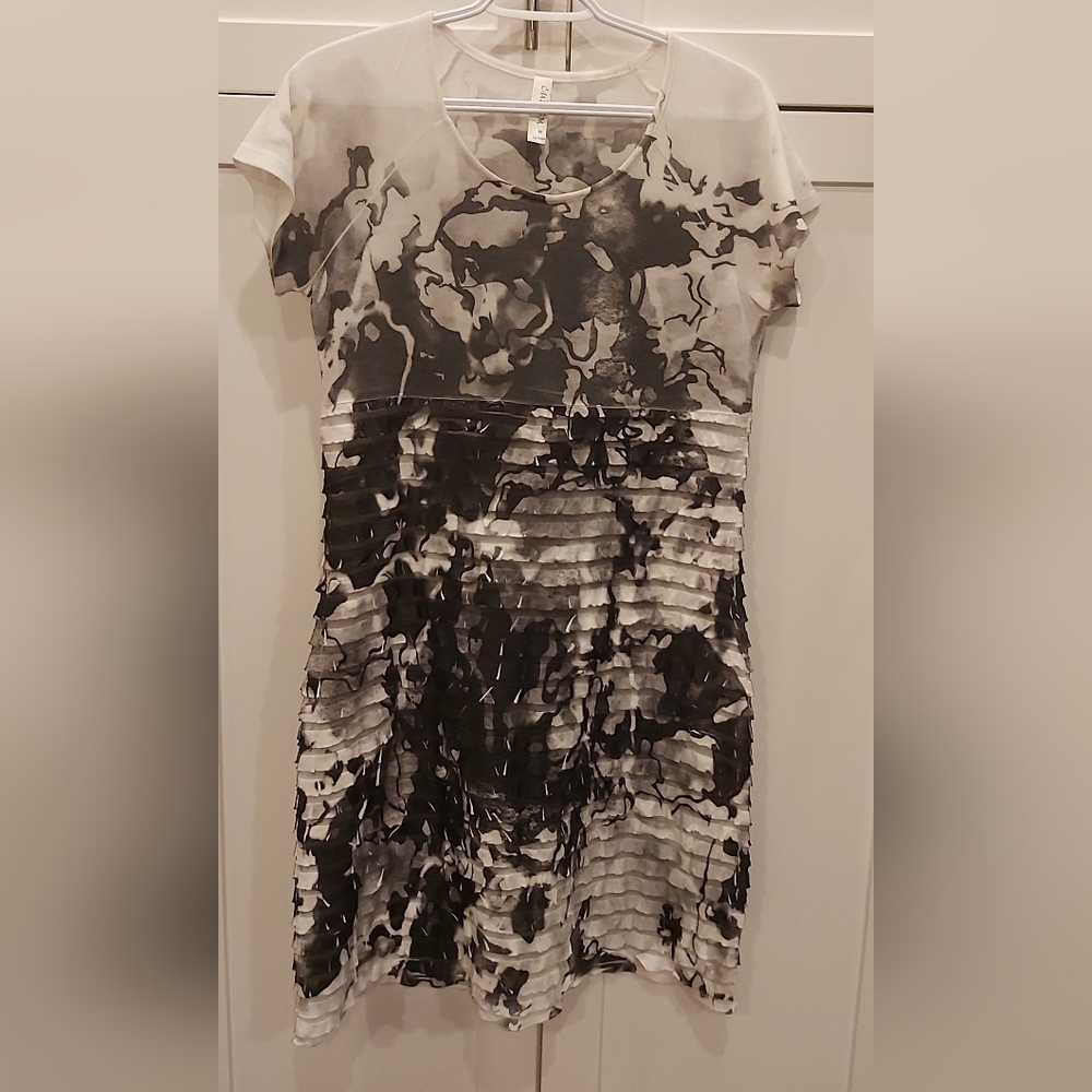 Cubism black + white abstract dress